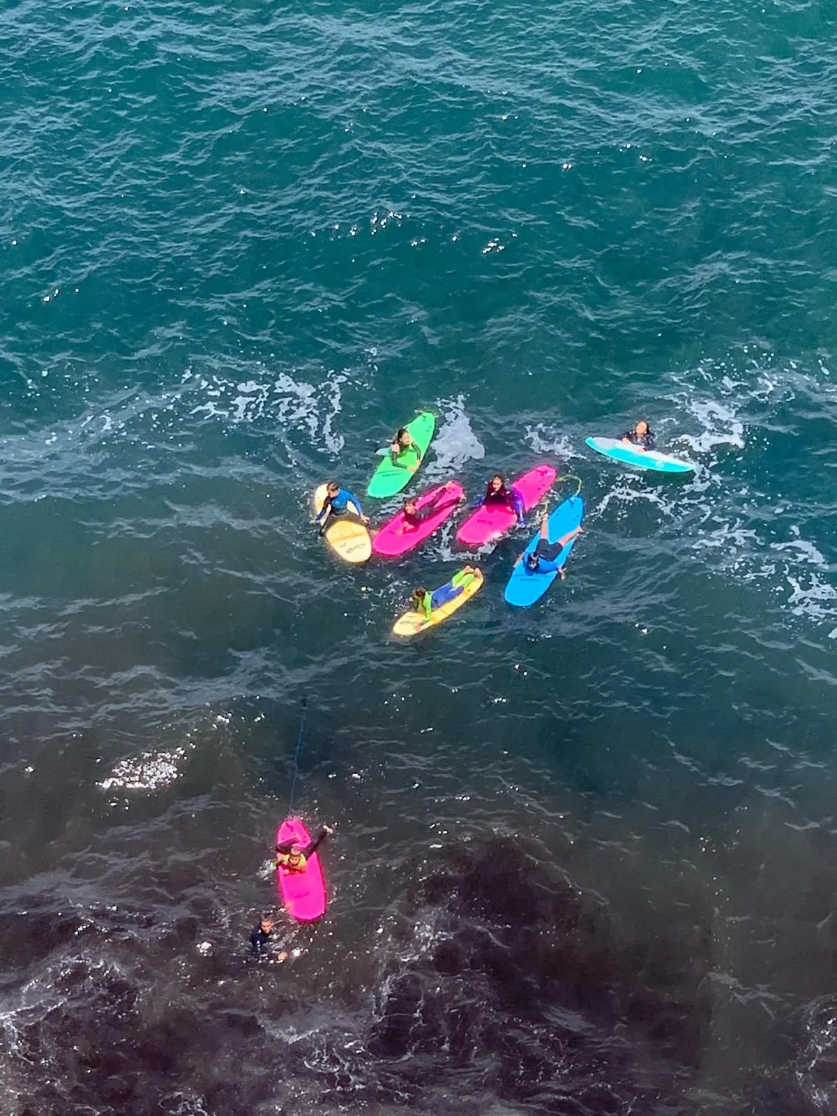 Paddleboards von oben im türkisen Wasser
